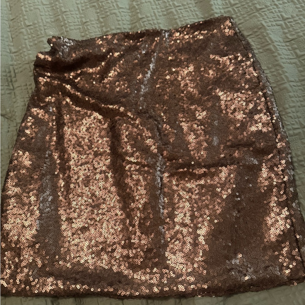 Sequin Skirt in Shimmering Bronze